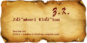 Zámbori Klétus névjegykártya